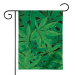 Green Marijuana Leaf Print House Flag