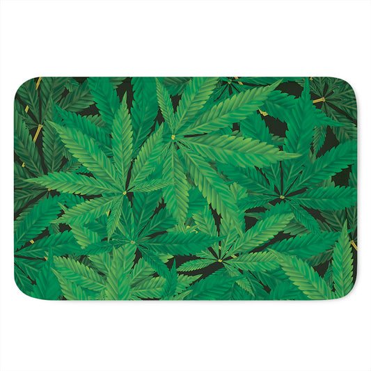 Green Marijuana Leaf Print Indoor Door Mat