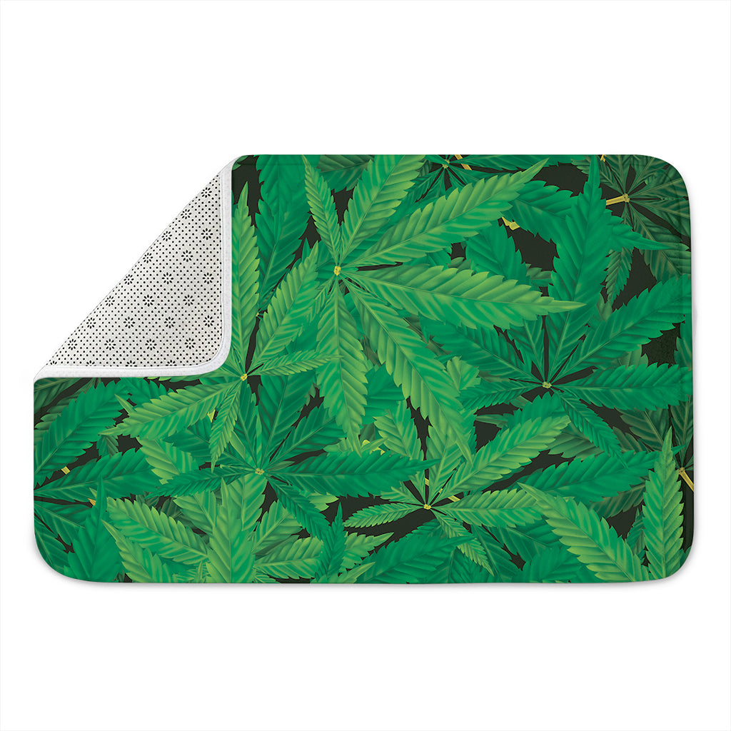 Green Marijuana Leaf Print Indoor Door Mat