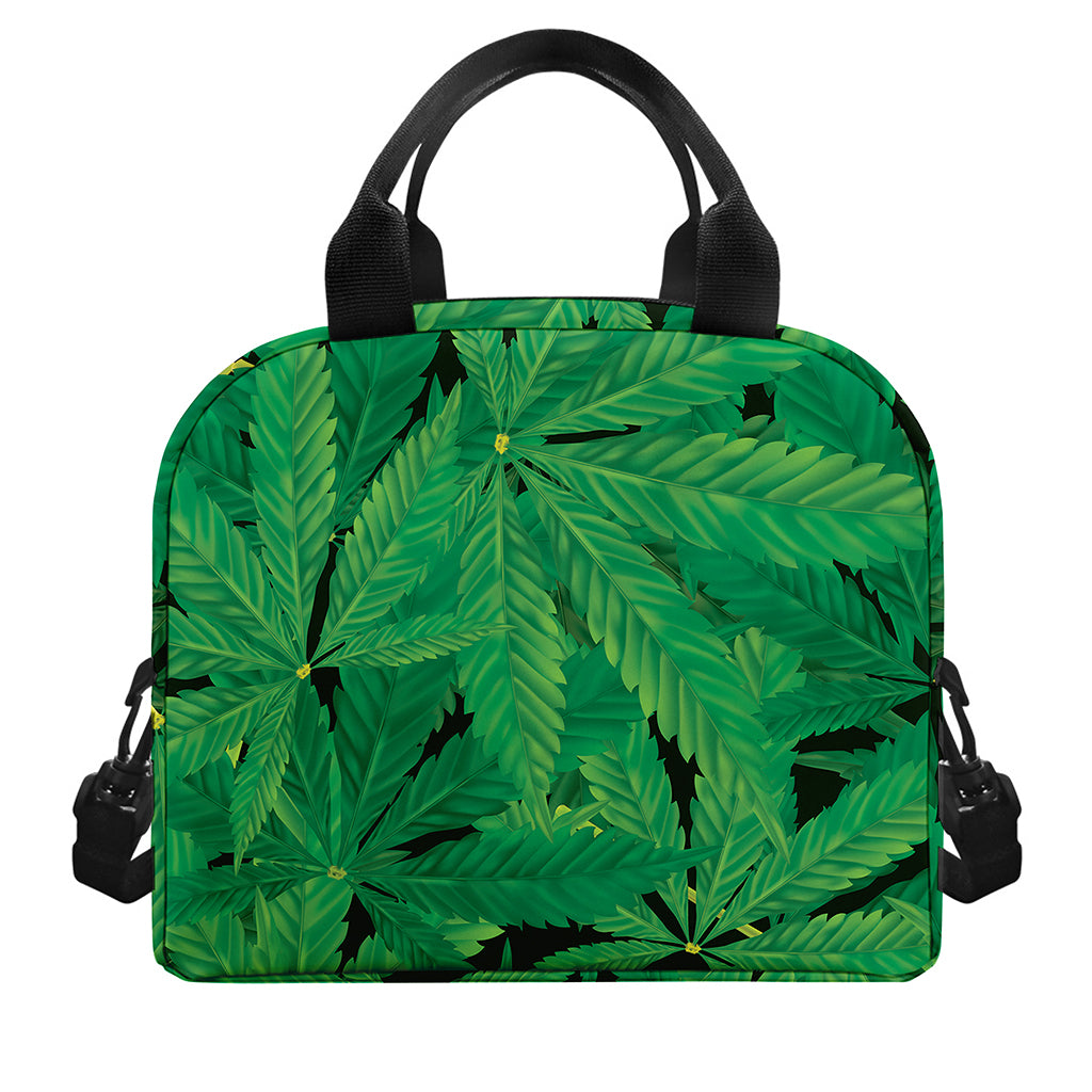Green Marijuana Leaf Print Insulated Lunch Bag