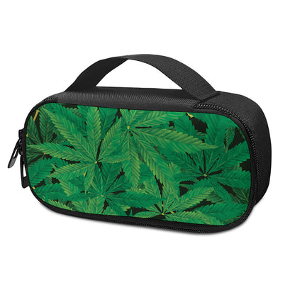 Green Marijuana Leaf Print Insulin Cooler Travel Case