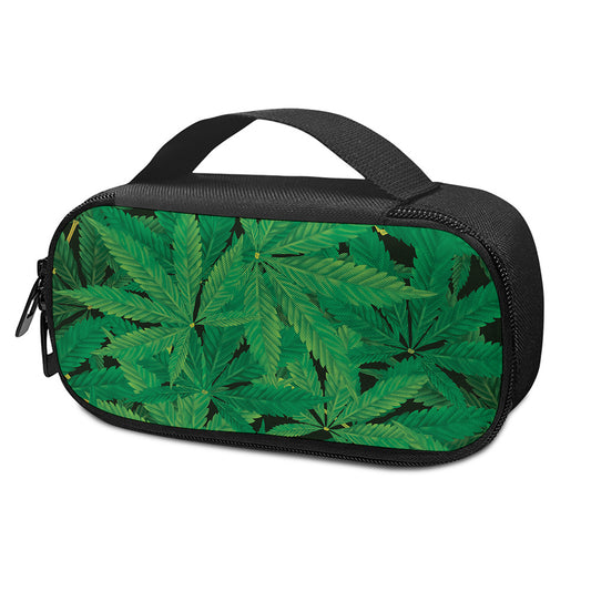 Green Marijuana Leaf Print Insulin Cooler Travel Case