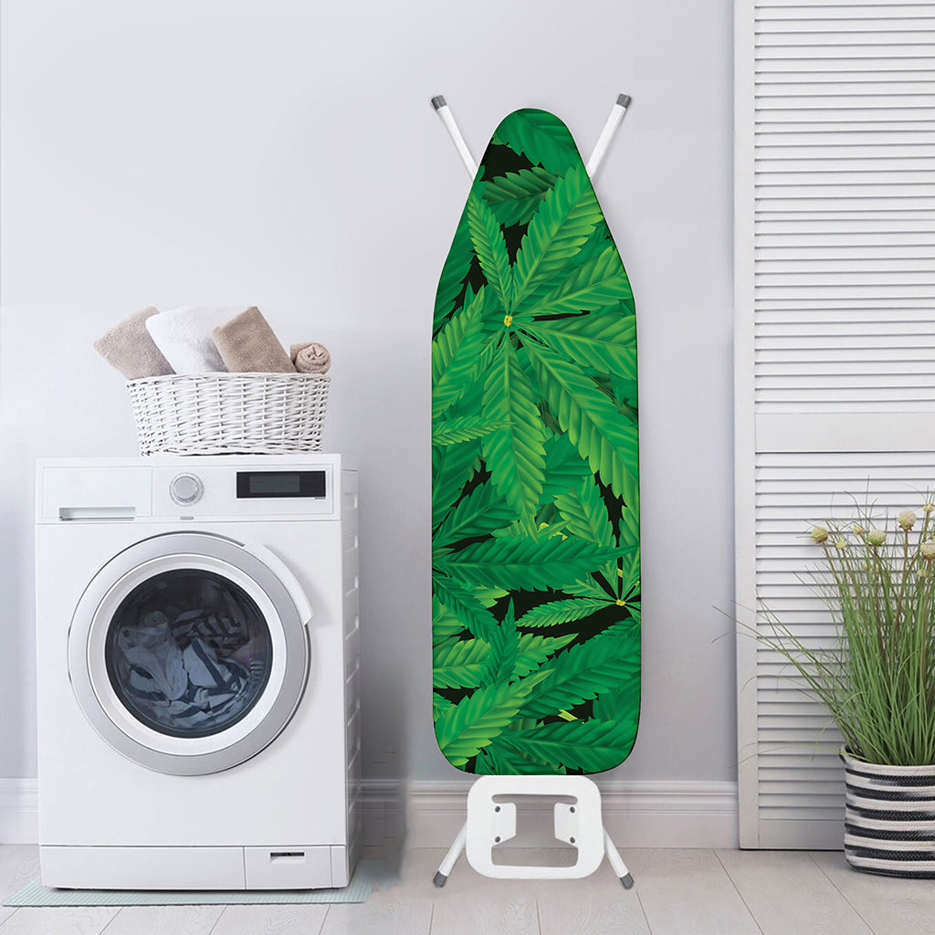 Green Marijuana Leaf Print Ironing Board Cover