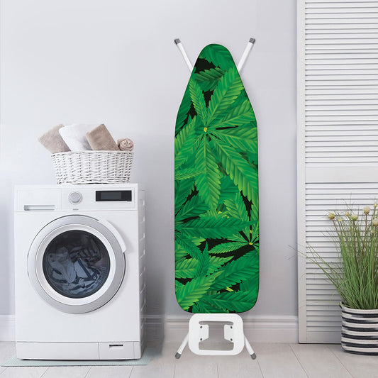 Green Marijuana Leaf Print Ironing Board Cover