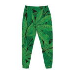 Green Marijuana Leaf Print Jogger Pants