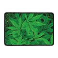 Green Marijuana Leaf Print Kitchen Mat