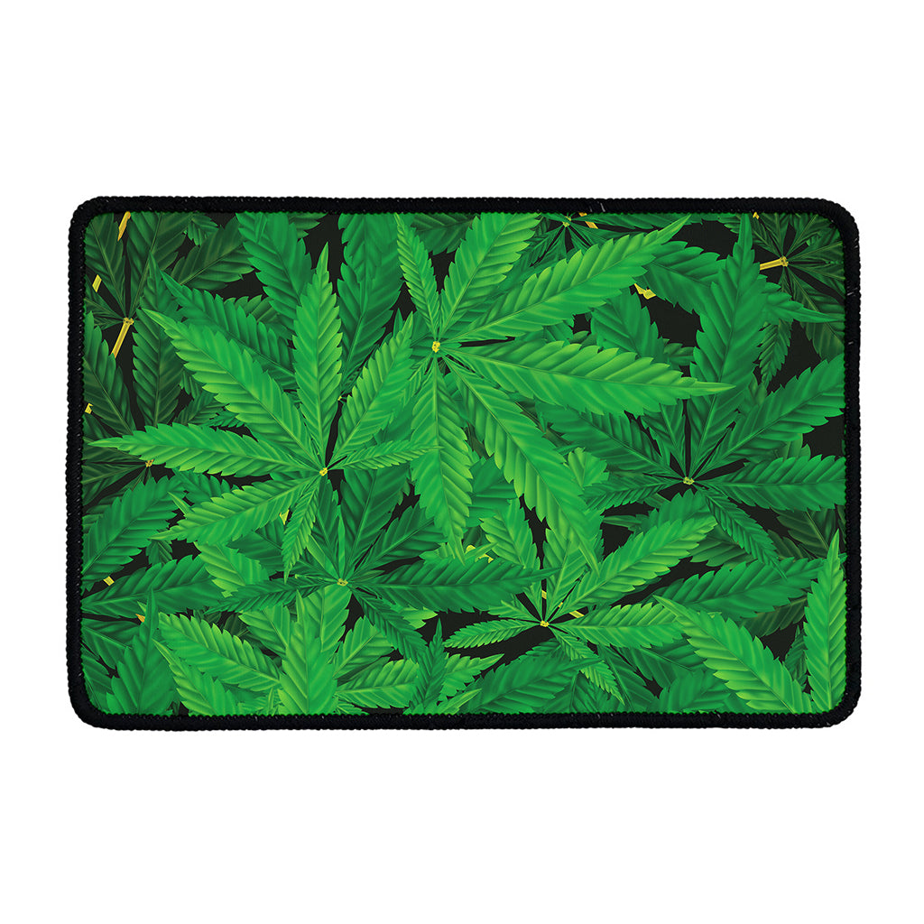 Green Marijuana Leaf Print Kitchen Mat