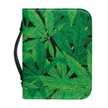 Green Marijuana Leaf Print Leather Bible Cover