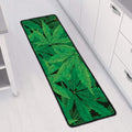 Green Marijuana Leaf Print Long Kitchen Mat