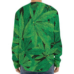 Green Marijuana Leaf Print Long Sleeve Baseball Jersey