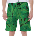 Green Marijuana Leaf Print Men's Beach Shorts