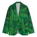 Green Marijuana Leaf Print Men's Blazer