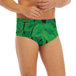 Green Marijuana Leaf Print Men's Briefs
