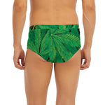 Green Marijuana Leaf Print Men's Briefs