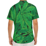 Green Marijuana Leaf Print Men's Deep V-Neck Shirt