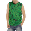 Green Marijuana Leaf Print Men's Fitness Tank Top