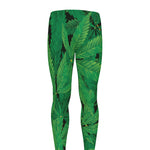Green Marijuana Leaf Print Men's leggings