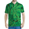Green Marijuana Leaf Print Men's Polo Shirt