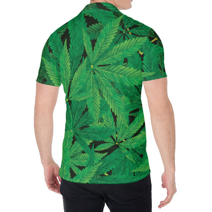 Green Marijuana Leaf Print Men's Shirt