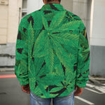 Green Marijuana Leaf Print Men's Shirt Jacket