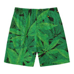 Green Marijuana Leaf Print Men's Swim Trunks