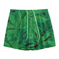 Green Marijuana Leaf Print Mesh Shorts