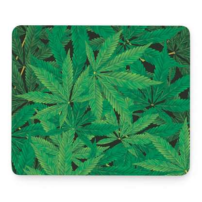 Green Marijuana Leaf Print Mouse Pad