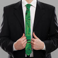 Green Marijuana Leaf Print Necktie