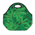 Green Marijuana Leaf Print Neoprene Lunch Bag