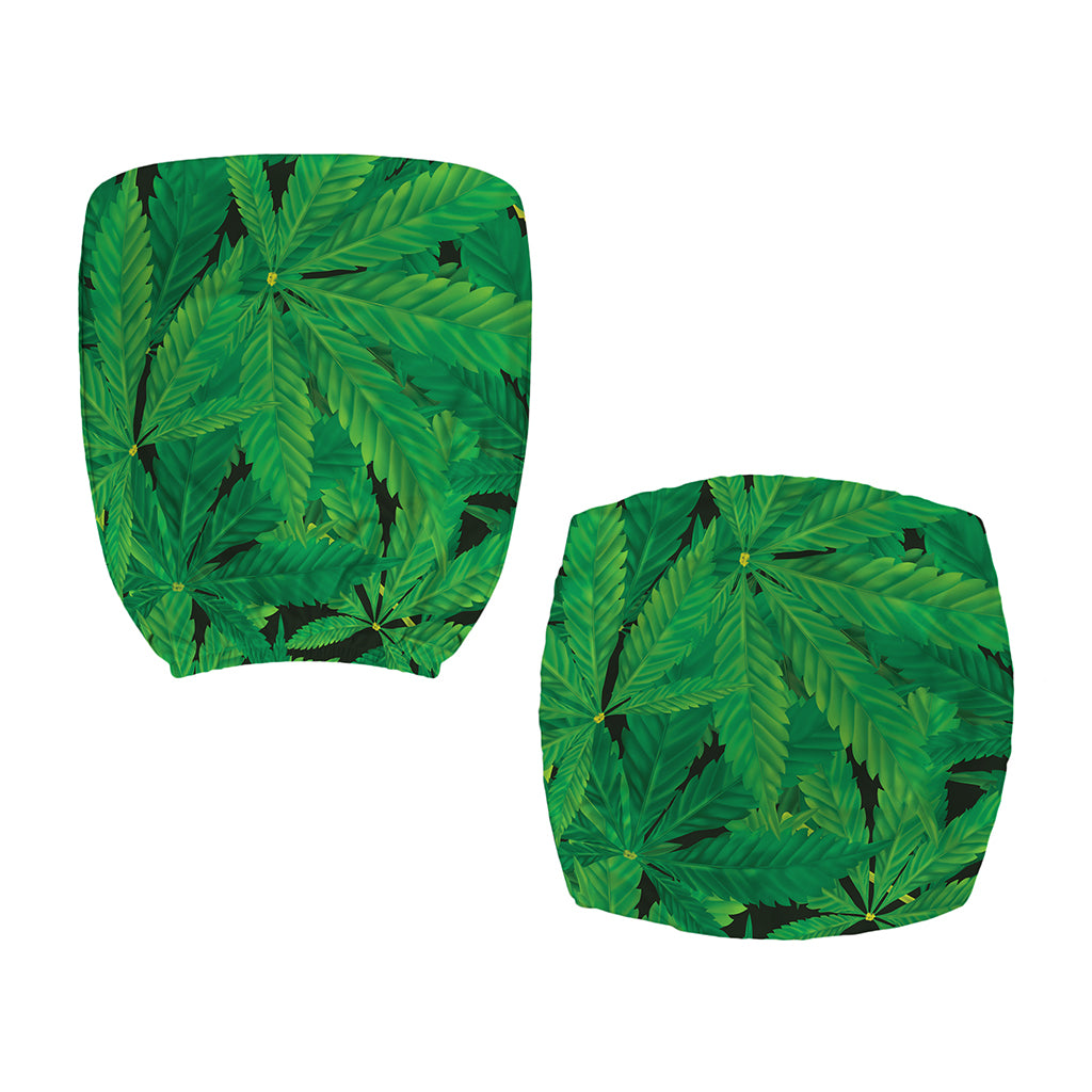 Green Marijuana Leaf Print Office Chair Cover