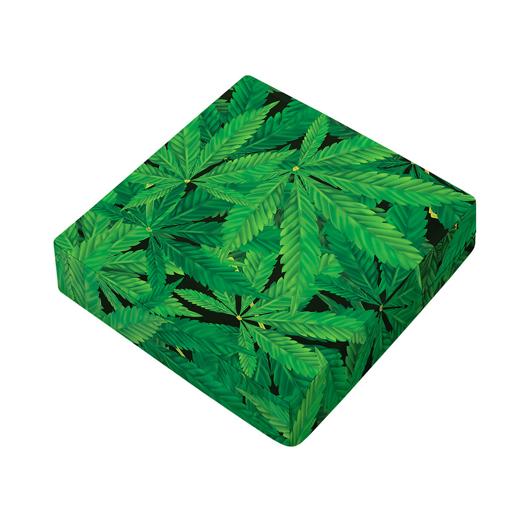 Green Marijuana Leaf Print Outdoor Seat Cushion Cover