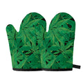 Green Marijuana Leaf Print Oven Mitts