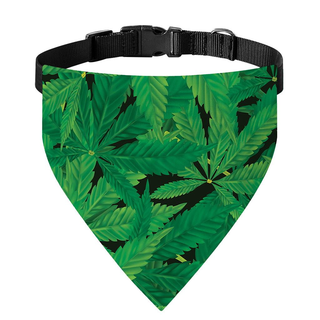 Green Marijuana Leaf Print Over The Collar Dog Bandana
