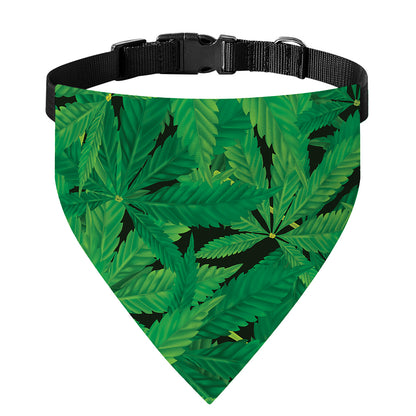 Green Marijuana Leaf Print Over The Collar Dog Bandana