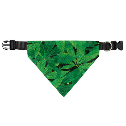Green Marijuana Leaf Print Over The Collar Dog Bandana