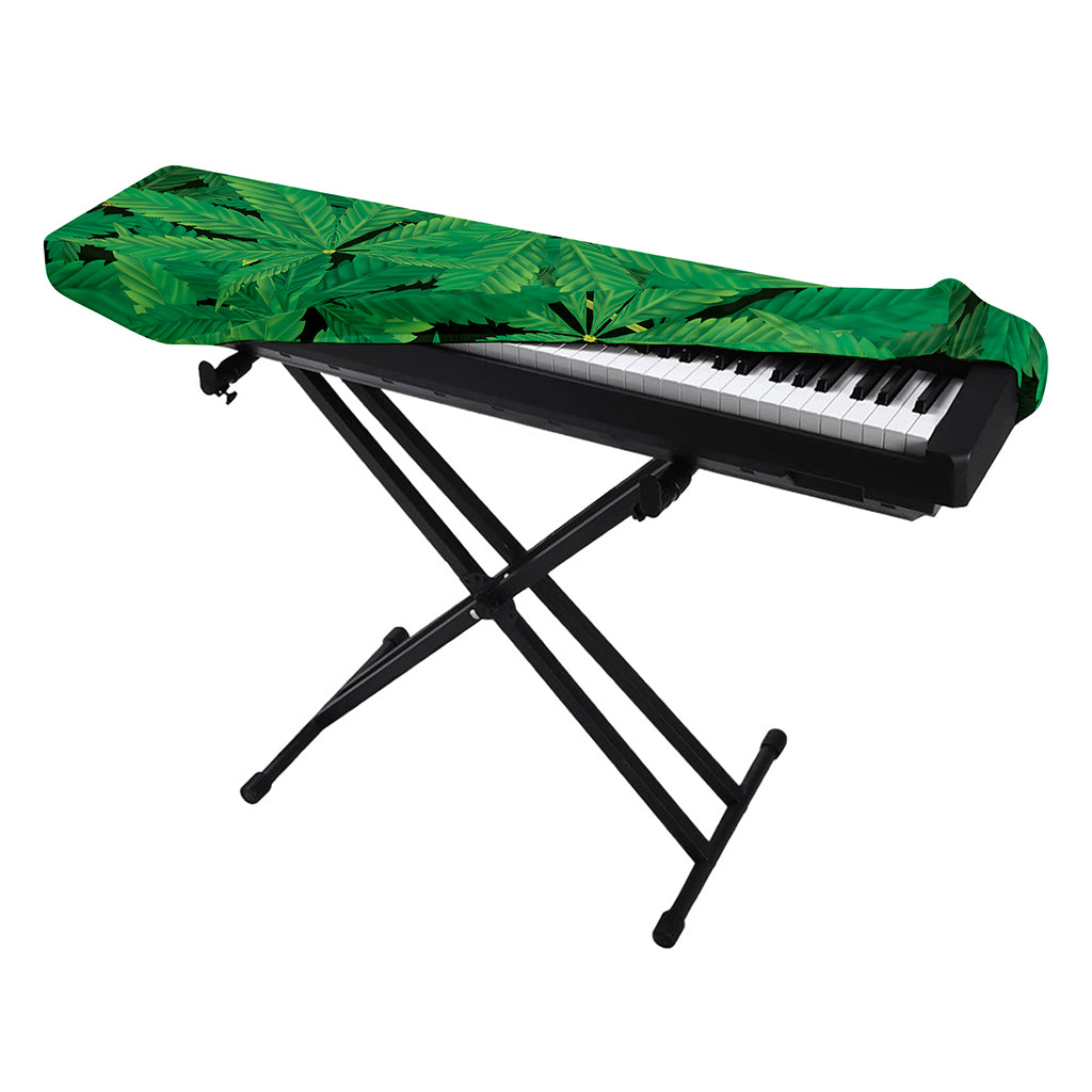 Green Marijuana Leaf Print Piano Keyboard Cover