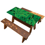Green Marijuana Leaf Print Picnic Table Cover