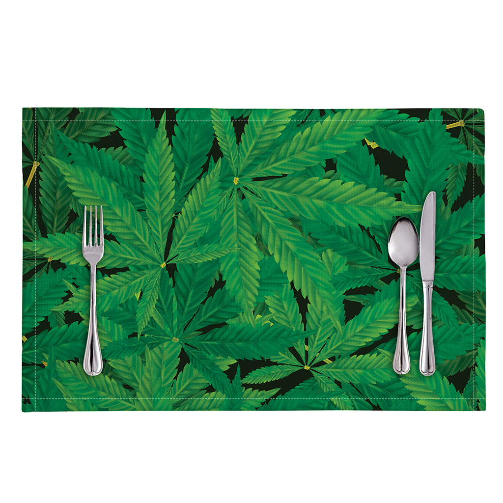 Green Marijuana Leaf Print Placemat