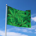 Green Marijuana Leaf Print Polyester Flag