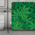 Green Marijuana Leaf Print Polyester Shower Curtain