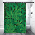 Green Marijuana Leaf Print Premium Shower Curtain