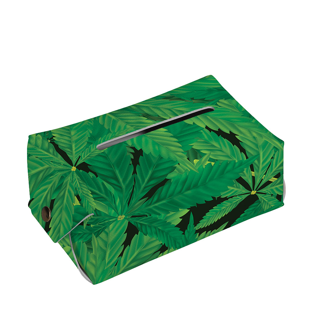 Green Marijuana Leaf Print Rectangle Tissue Box Cover