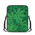 Green Marijuana Leaf Print Rectangular Crossbody Bag