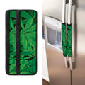 Green Marijuana Leaf Print Refrigerator Handle Covers