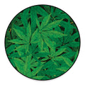 Green Marijuana Leaf Print Round Floor Mat