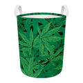 Green Marijuana Leaf Print Round Laundry Basket