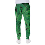 Green Marijuana Leaf Print Scuba Joggers