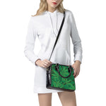 Green Marijuana Leaf Print Shoulder Handbag