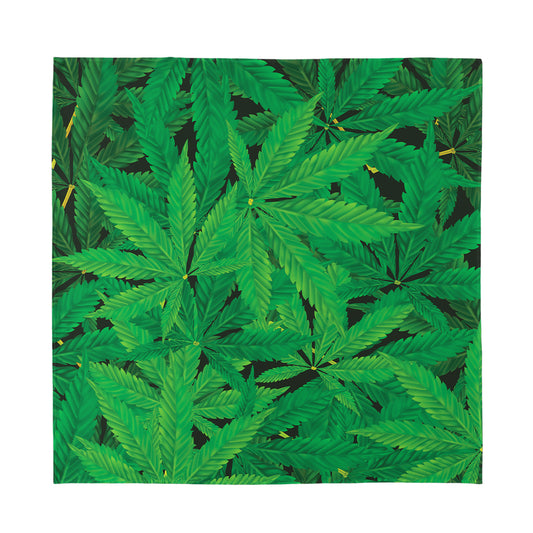 Green Marijuana Leaf Print Silk Bandana