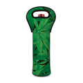 Green Marijuana Leaf Print Single Neoprene Wine Tote